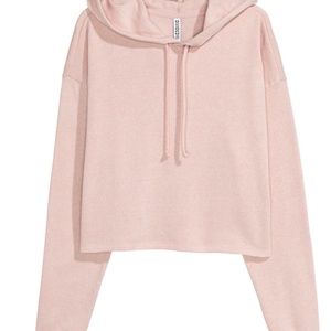Light Pink Cropped Drawstring Hoodie